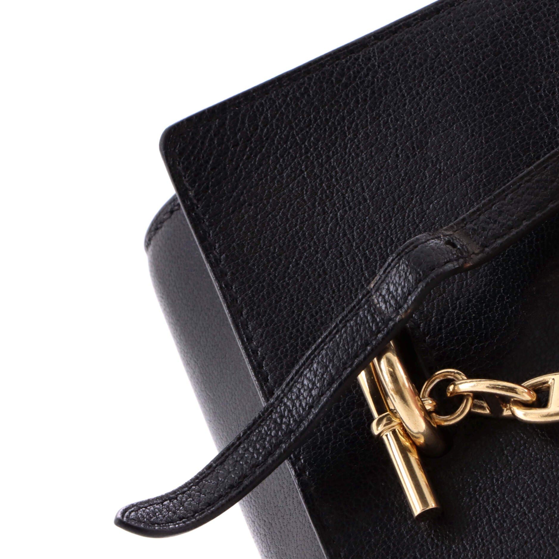 Pre-Owned Hermes Chaine d'Ancre Compact Wallet on Strap Chevre Mysore, Alternate, color, Noir