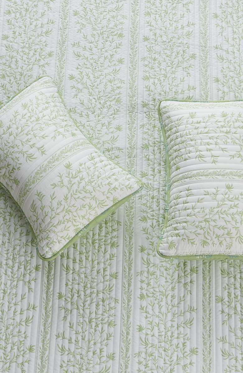 Woven & Weft Floral Print 3-Piece Quilt Set, Alternate, color, Linear Floral Green