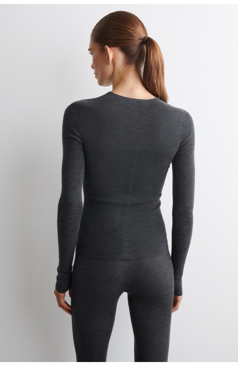COS Seamless Merino Wool Long-Sleeved Top, Alternate, color, Charcoal Mélange
