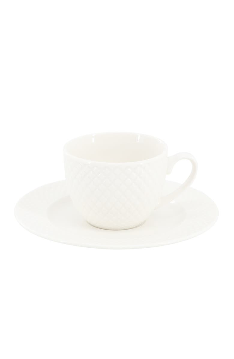 Elama Sol 12 Piece 3 Ounce Porcelain Espresso Cup with Saucer Set, Alternate, color, White