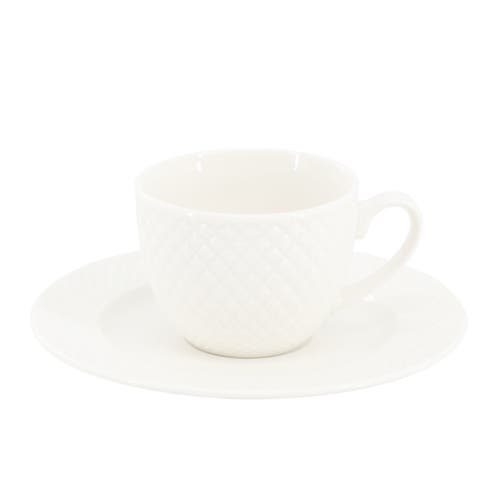 Elama Sol 12 Piece 3 Ounce Porcelain Espresso Cup With Saucer Set In White