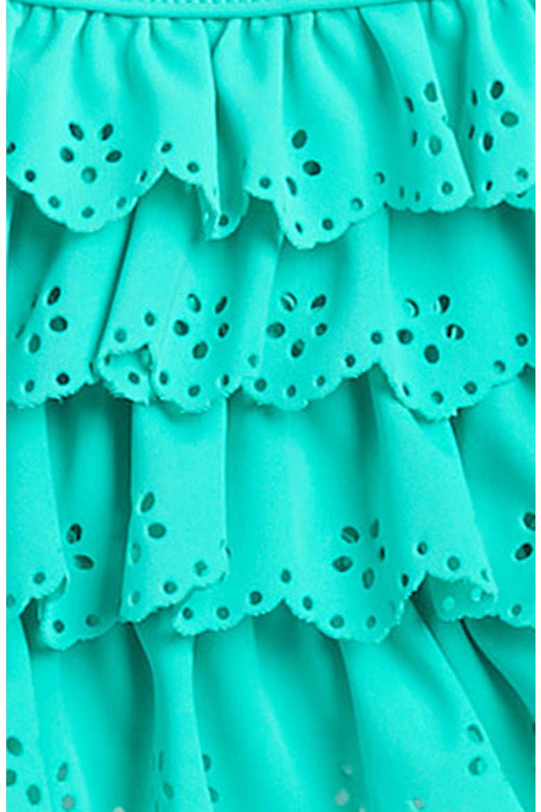 Kids' Ruffle Eyelet Two-Piece Swimsuit, Alternate, color, TEAL