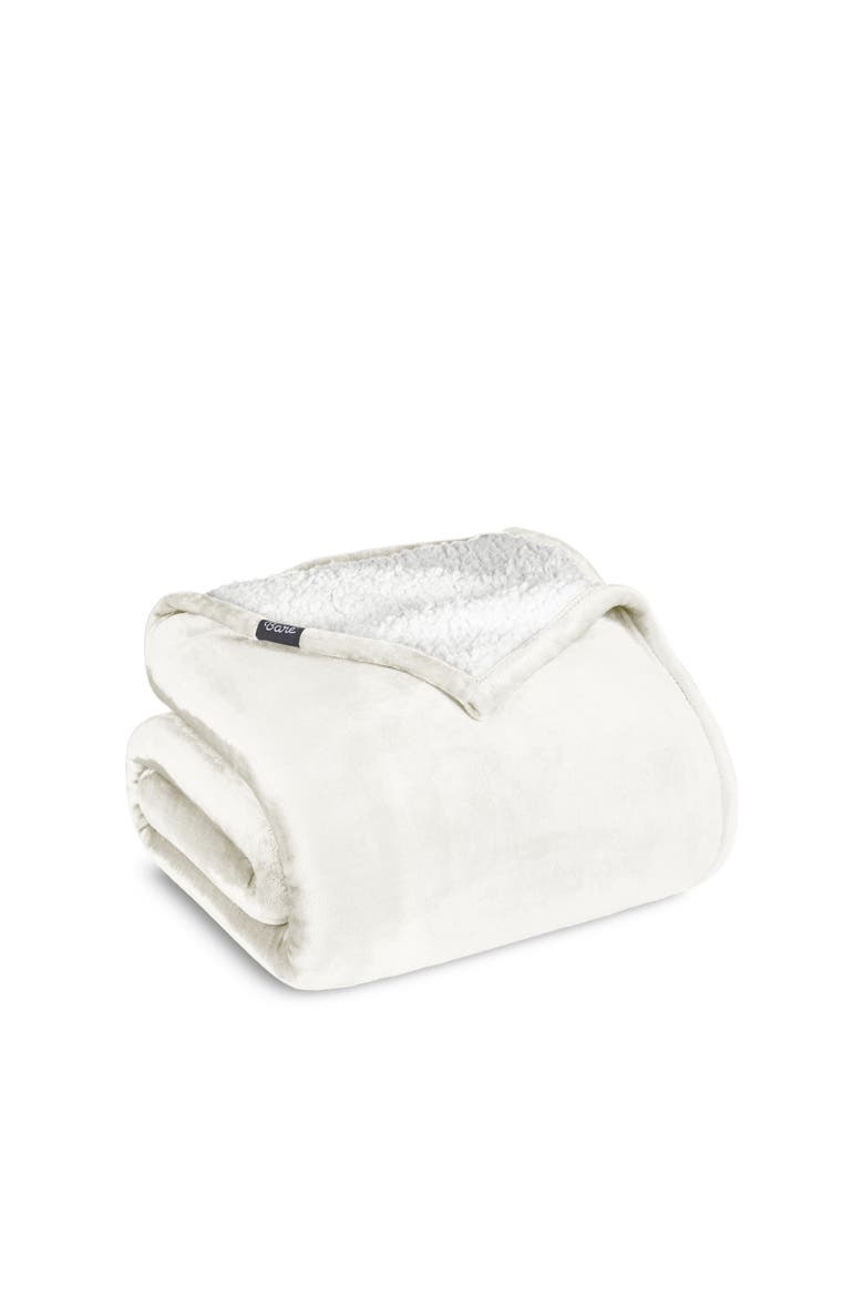 Reversible Plush Fleece Blanket, Main, color, Cream