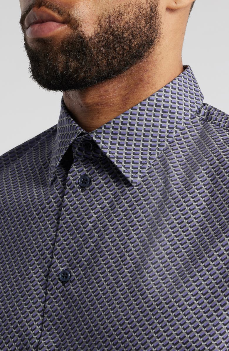 Emporio Armani Microprint Cotton Stretch Poplin Button-Up Shirt, Alternate, color,