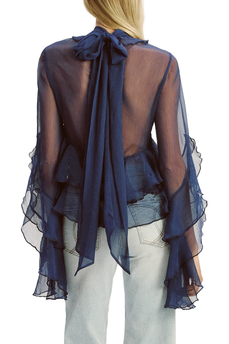 Anyssa Ruffle Tie Back Top, Alternate, color, NAVY