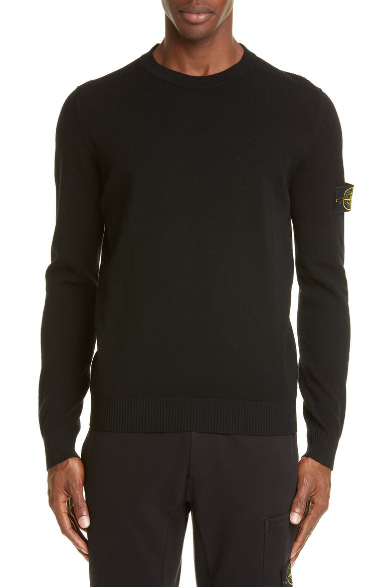 Logo Patch Wool Blend Sweatshirt, Main, color, BLACK