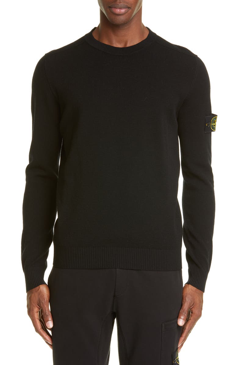 Stone Island Logo Patch Wool Blend Sweatshirt, Main, color, 