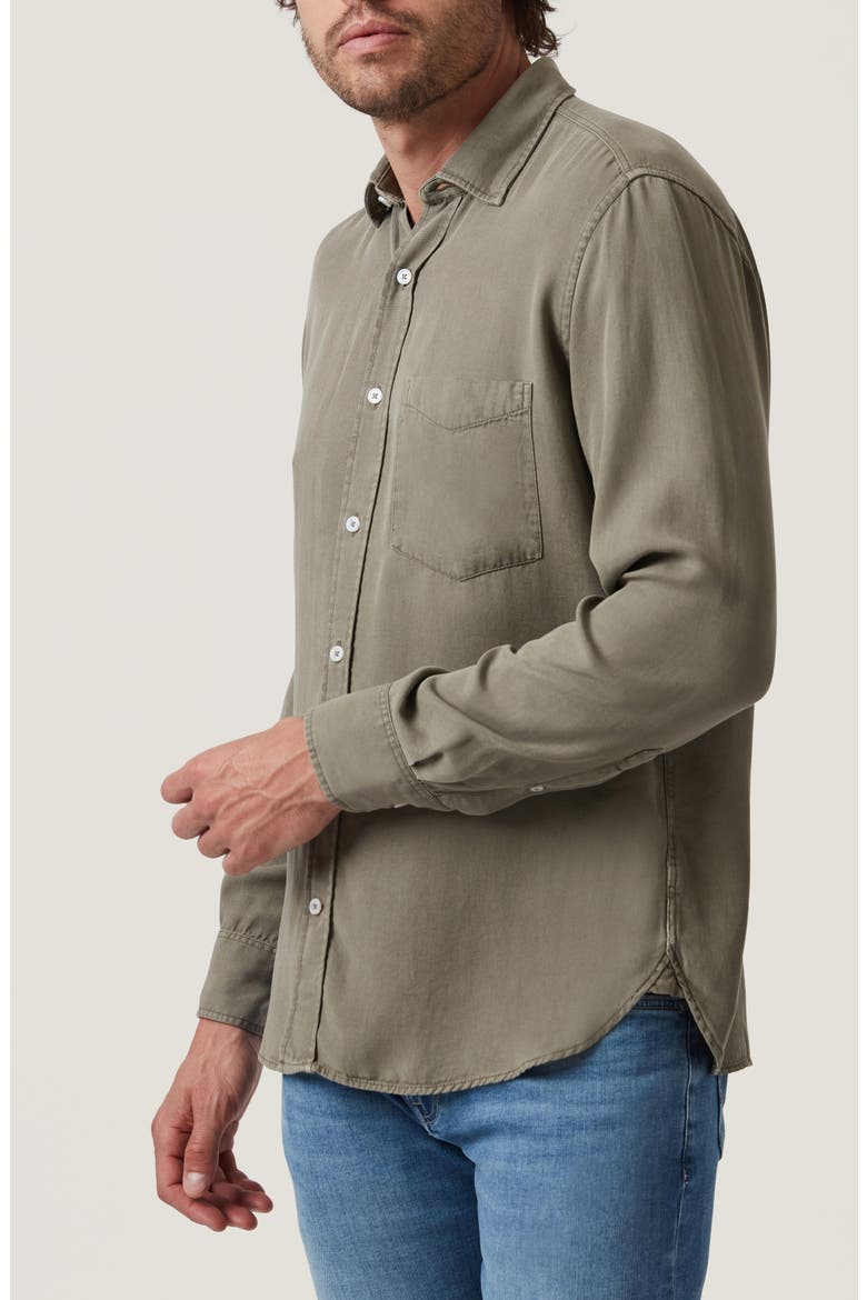 Solid Lyocell Button-Up Shirt, Alternate, color, PASTEL OLIVE