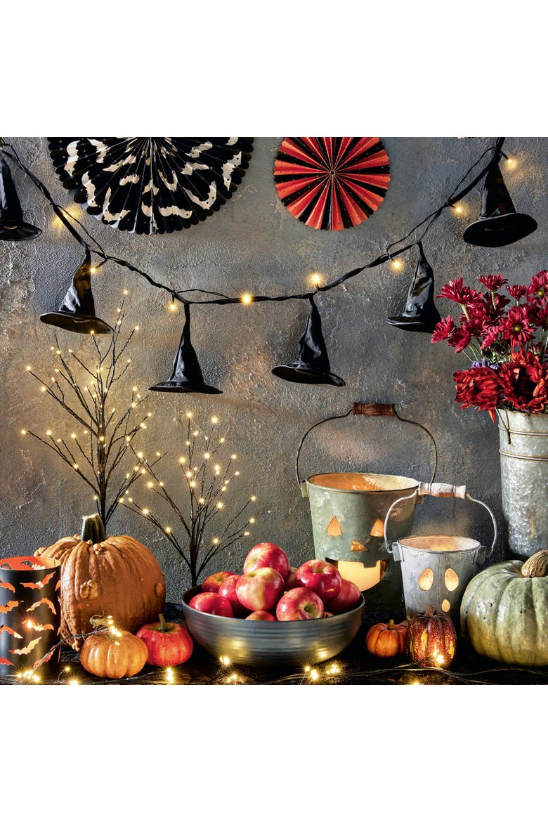 Happy Halloween Wool Felt Garland with 15 Orange Pumpkins, Alternate, color, Orange