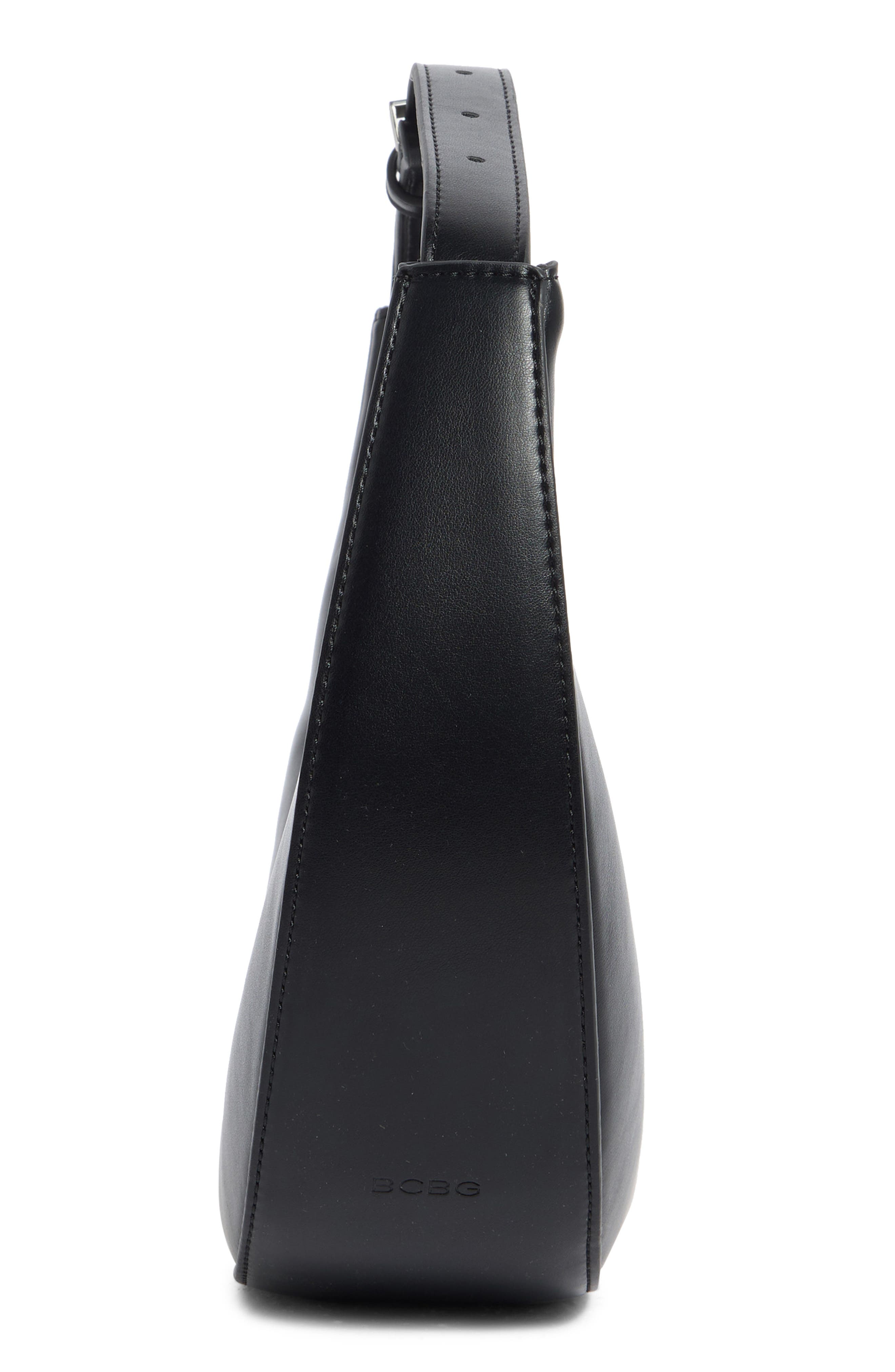 BCBG Skinny Crescent Mini Hobo Shoulder Bag, Alternate, color, Black