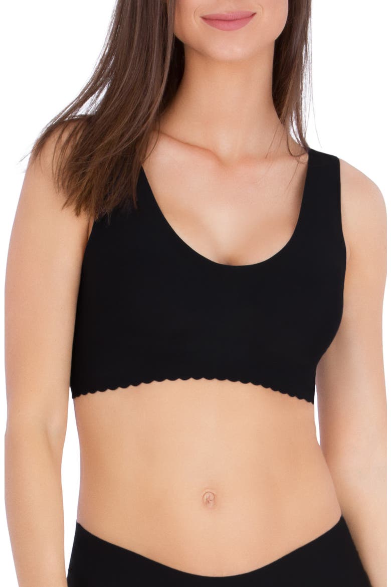 Comfy Seamless Scoop Neck Bra, Main, color, BLACK
