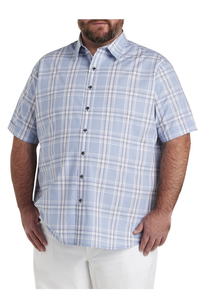 Large Plaid Sport Shirt, Main, color, NAVY BLUE