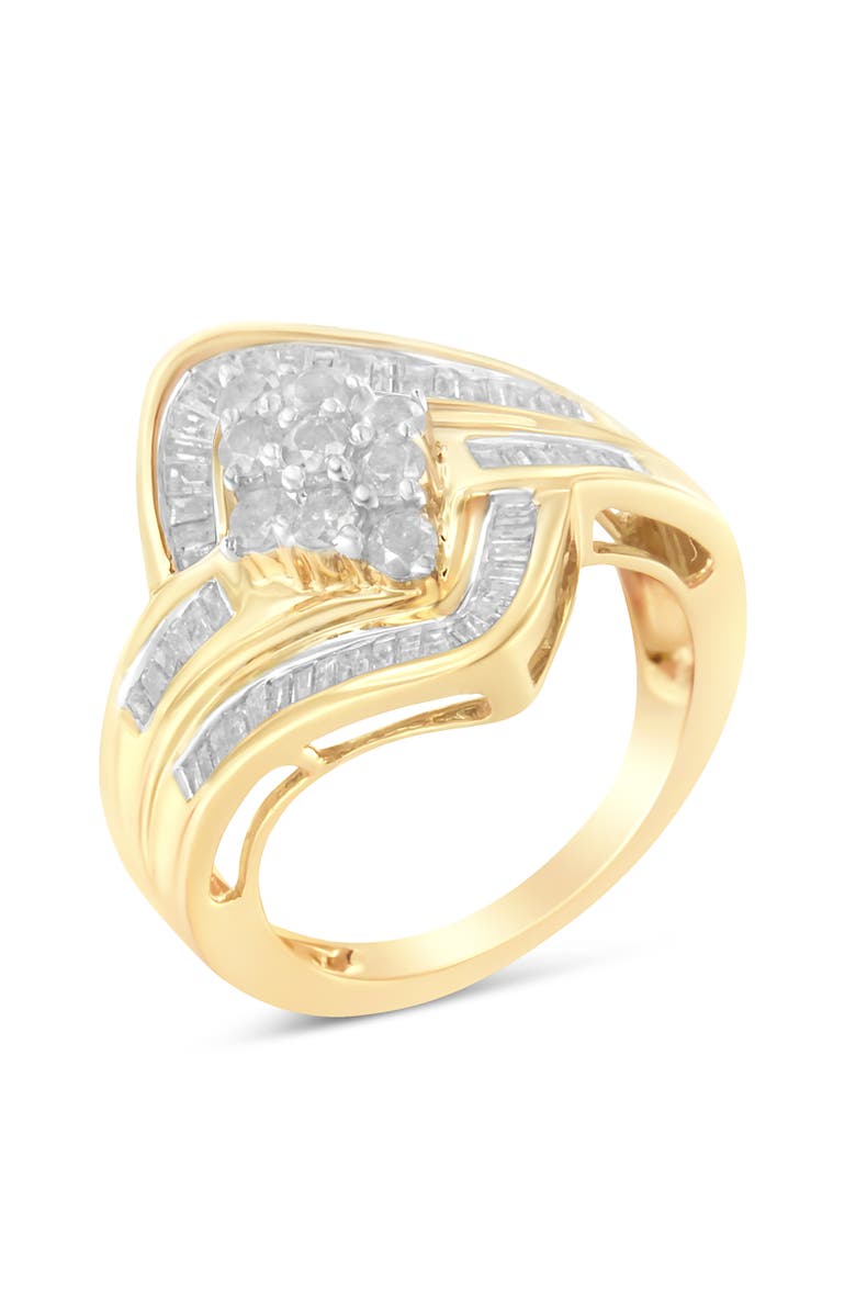 Haus of Brilliance 10K Yellow Gold 1.0 Cttw Diamond Bypass Cluster Ring, Main, color, Yellow Gold