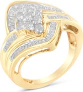 Haus of Brilliance 10K Yellow Gold 1.0 Cttw Diamond Bypass Cluster Ring