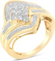Haus of Brilliance 10K Yellow Gold 1.0 Cttw Diamond Bypass Cluster Ring