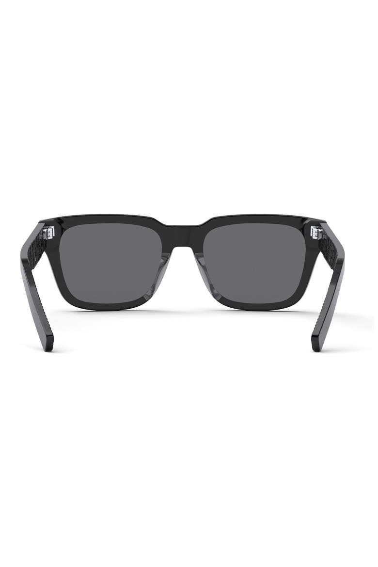 'DiorB23 S1I 53mm Rectangular Sunglasses, Alternate, color, SHINY BLACK / SMOKE