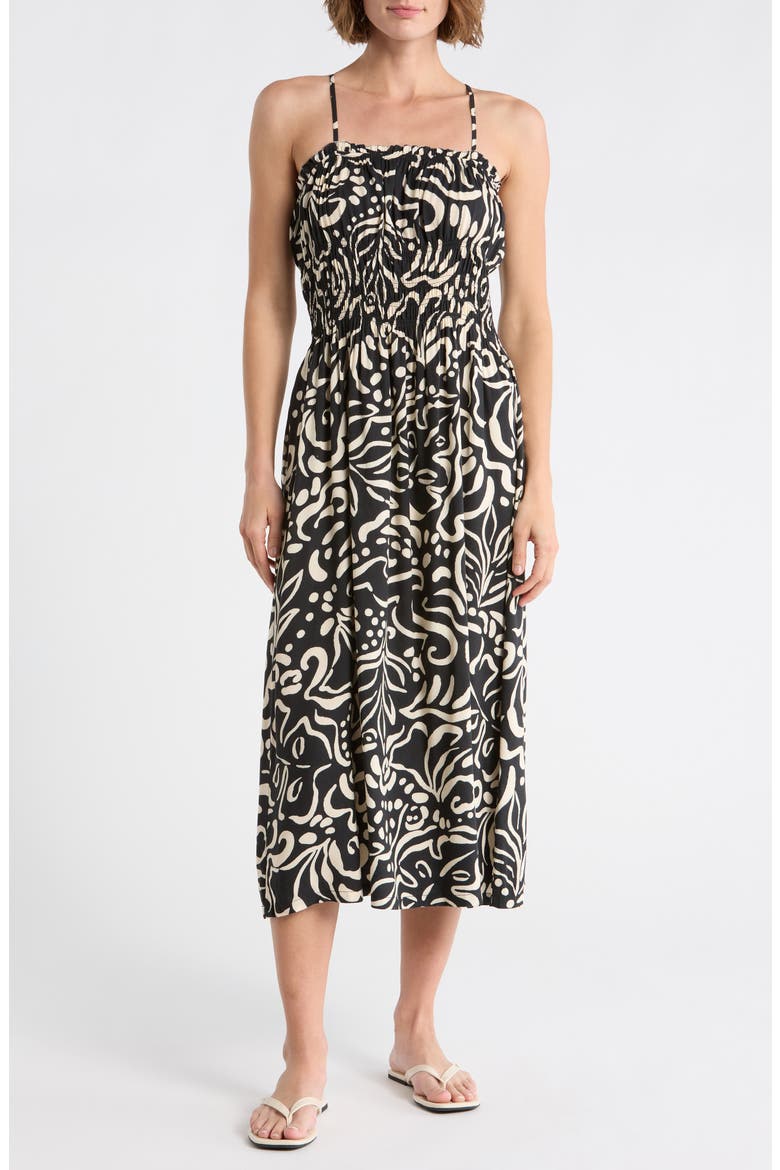 Riptide Midi Dress, Main, color, BLACK PEBBLE
