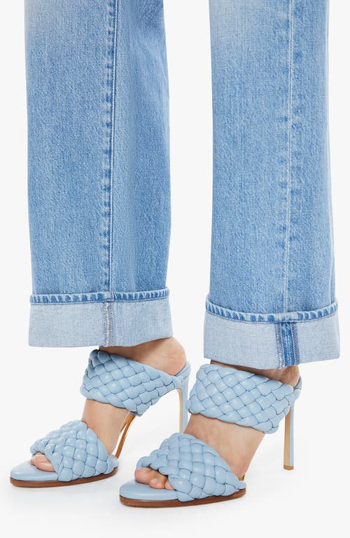 Mother The Dodger Button Hover Cuff Wide Leg Jeans In Blue