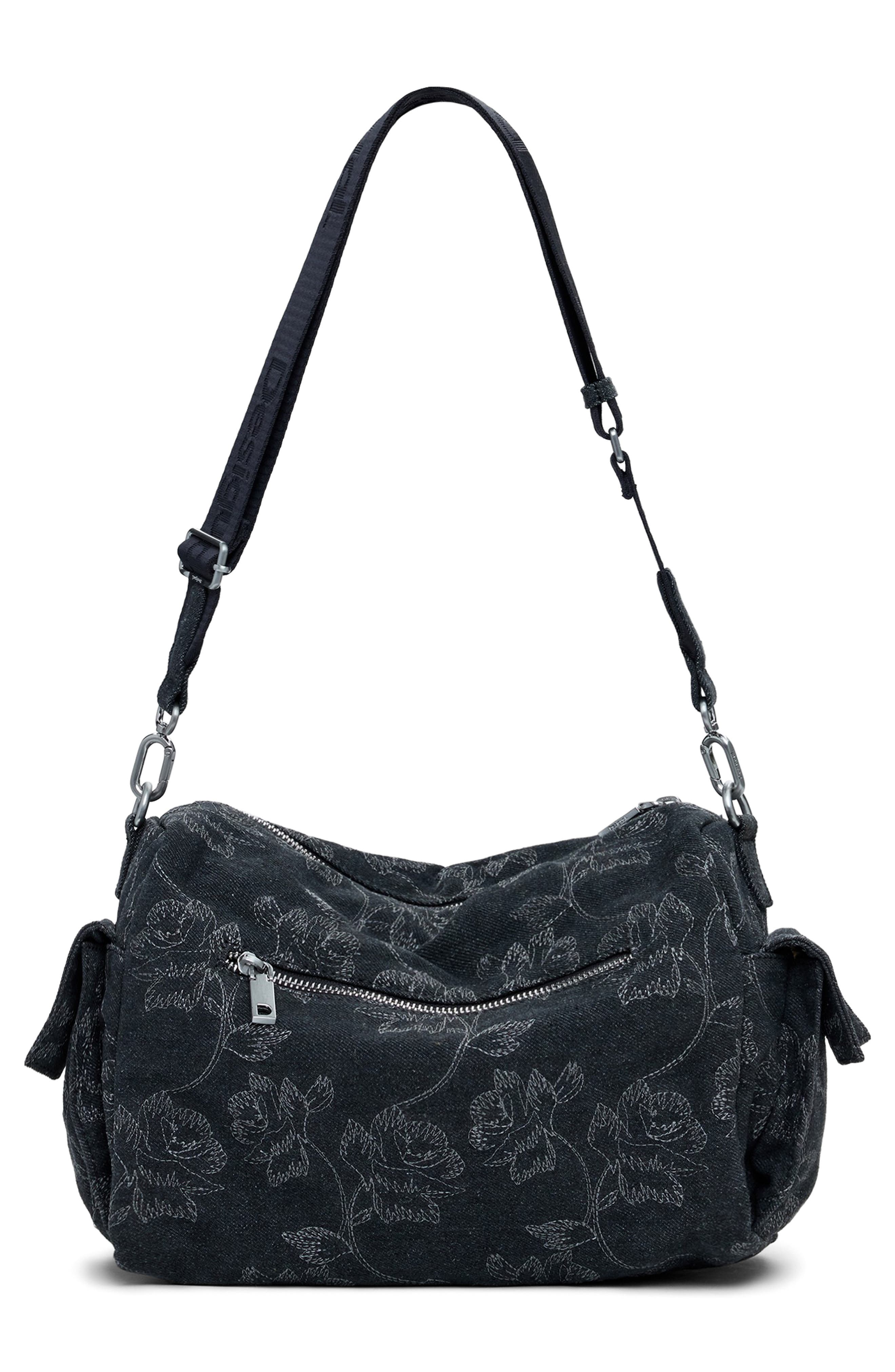 Desigual Denim Shoulder Bag, Alternate, color, Black