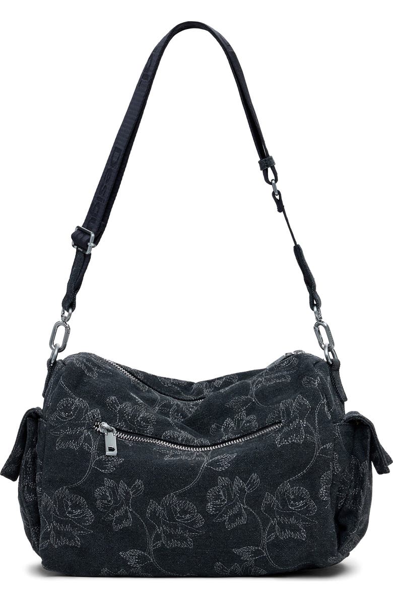 Desigual Denim Shoulder Bag, Alternate, color, Black