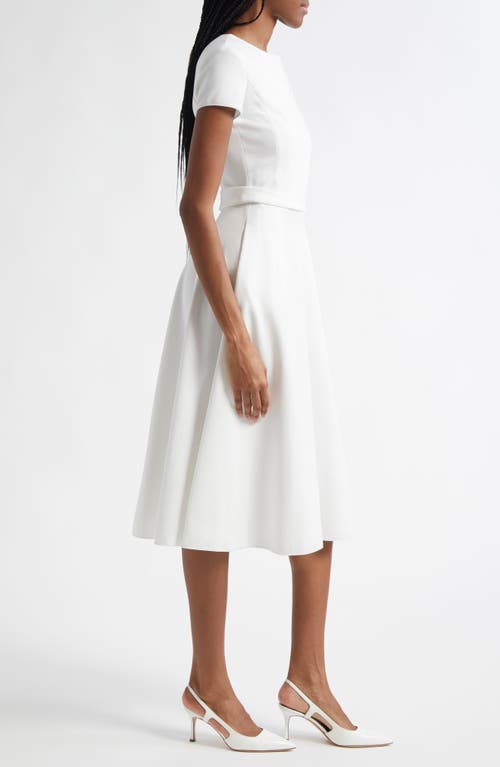 Shop Emporio Armani Punto Milano Fit & Flare Midi Dress In Warm White