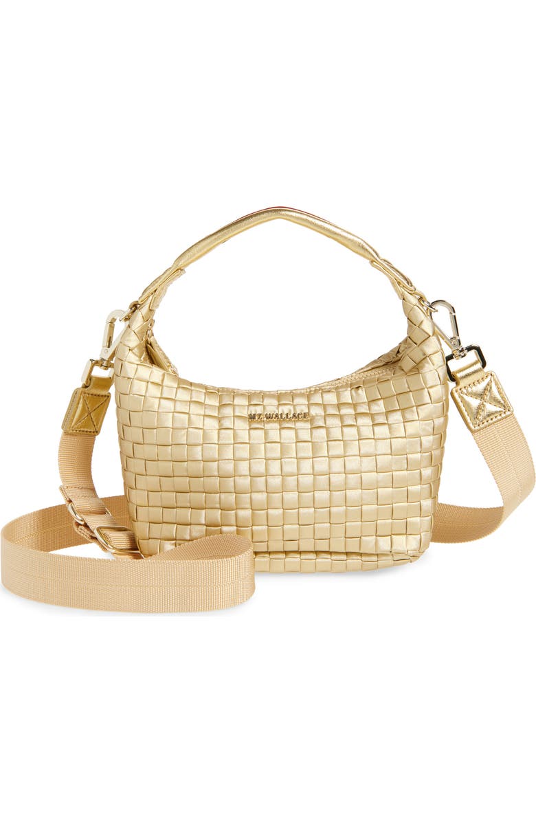 MZ Wallace Mini Metallic Woven Top Handle Hobo Bag, Main, color,