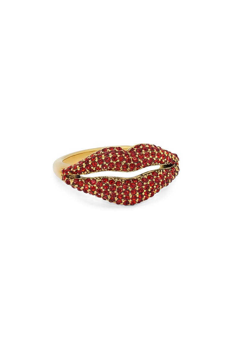 pavé lip statement ring, Main, color, RED