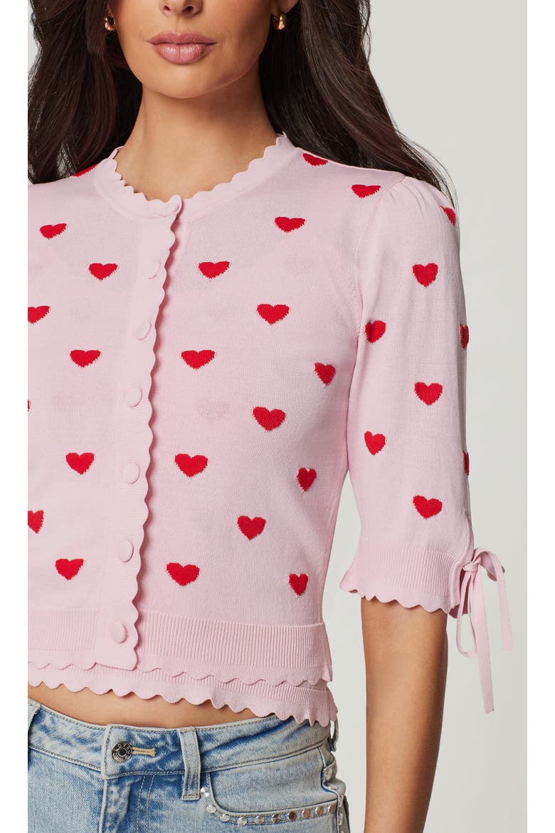 Tess Hearts Intarsia Cardigan, Alternate, color, pink