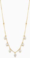 Oradina 14K Yellow Gold Pearl Girl Station Necklace