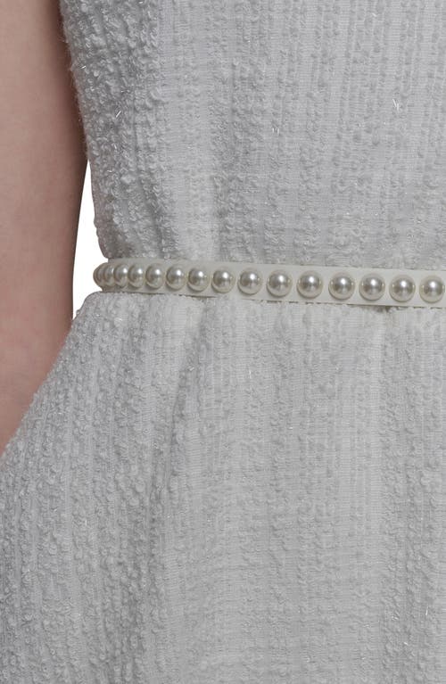 Shop Karl Lagerfeld Paris Sleeveless Belted A-line Dress In Soft White