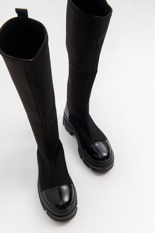 Prologue Shoes Bella Stretch Scuba Knee High Boot In Black
