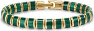 David Yurman Men's Spiritual Beads Flat Bead Bracelet in 18K Yellow Gold with Lapis, 8mm