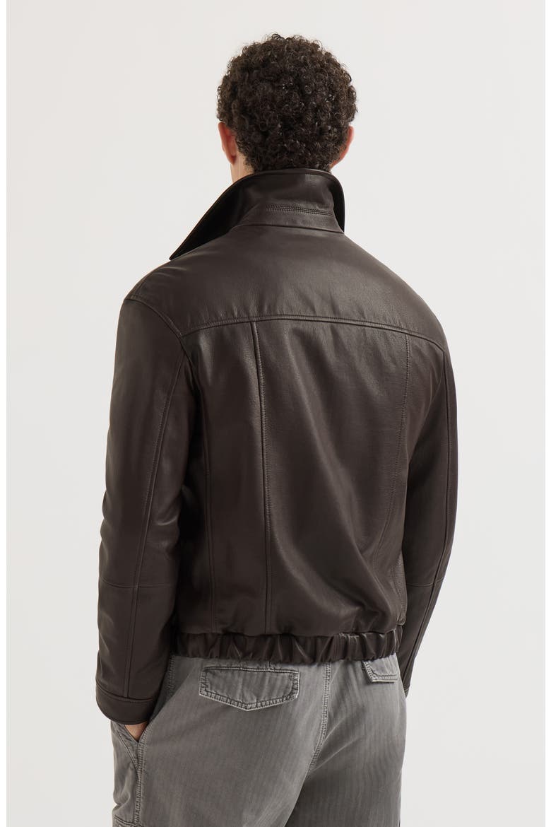 Nappa leather outerwear jacket, Alternate, color, Chocolate