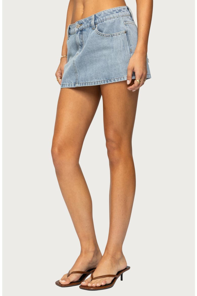 Lace Hearts Denim Miniskirt, Alternate, color, LIGHT-BLUE