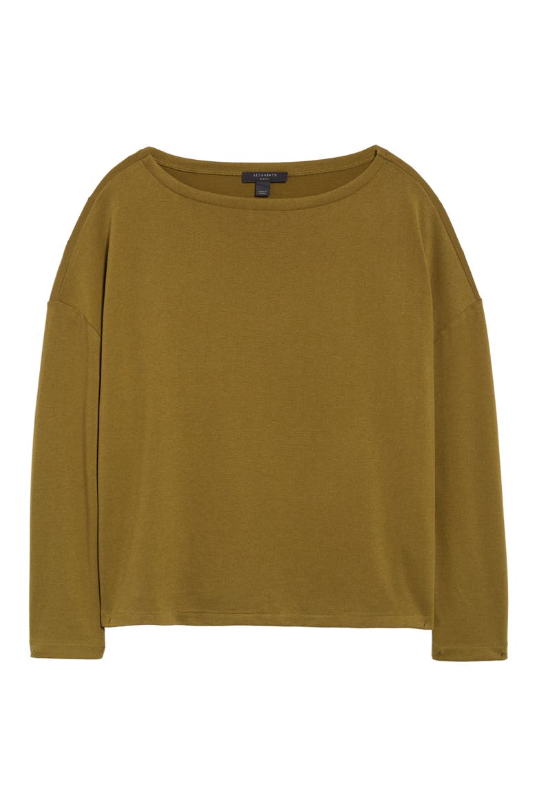 Rita Boatneck Long Sleeve Oversize T-Shirt, Alternate, color, OLIVE BRANCH GREEN