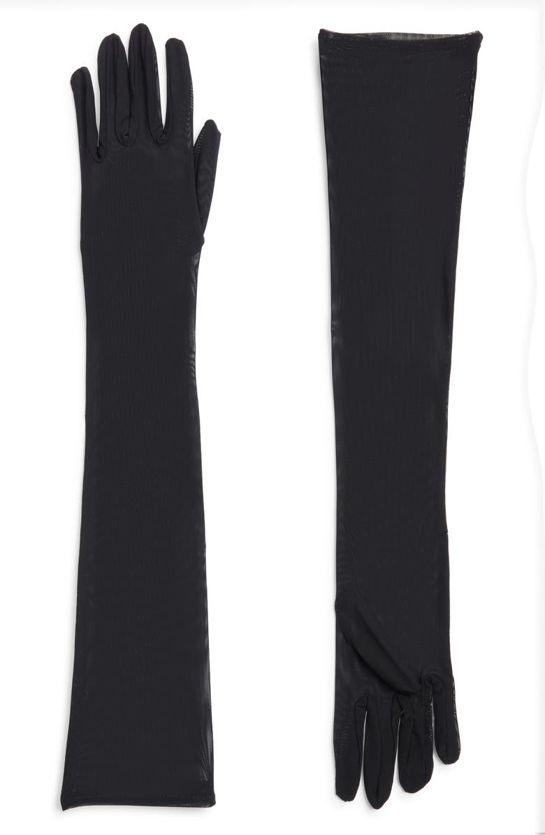 HIGH HEEL JUNGLE Lily Long Mesh Gloves, Main, color, Black