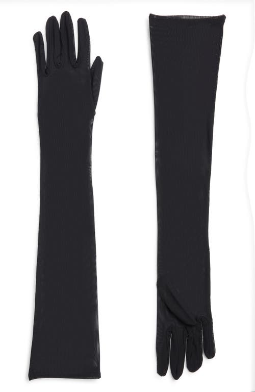 High Heel Jungle Lily Long Mesh Gloves In Black