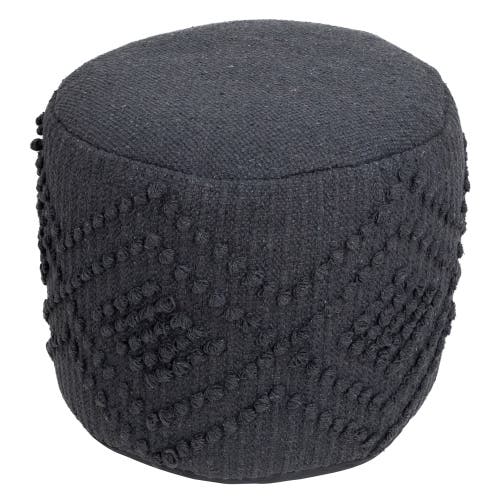 Northlight Woven Cotton Textured Round Pouf