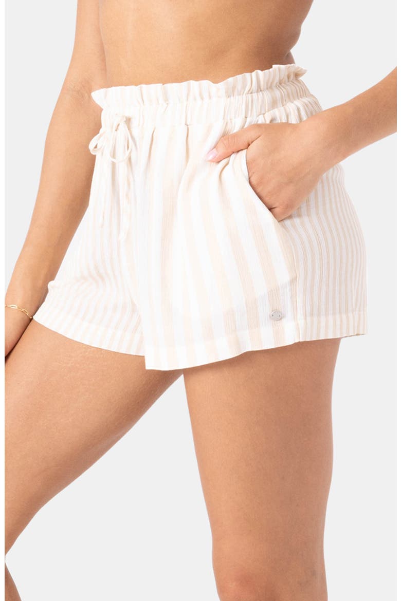 Stripe Out Cover-Up Drawstring Shorts, Alternate, color, EGRET