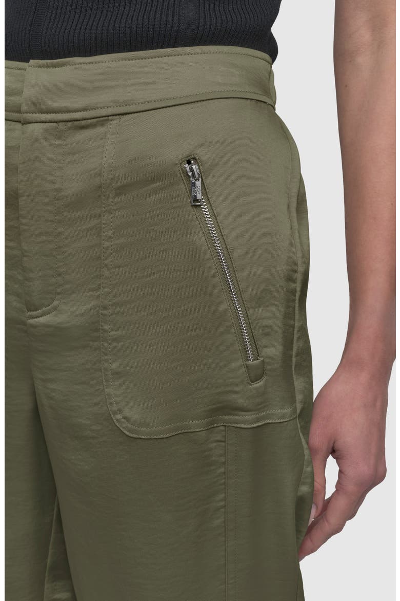 Zip Pocket Satin Pants, Alternate, color, UTILITY GR