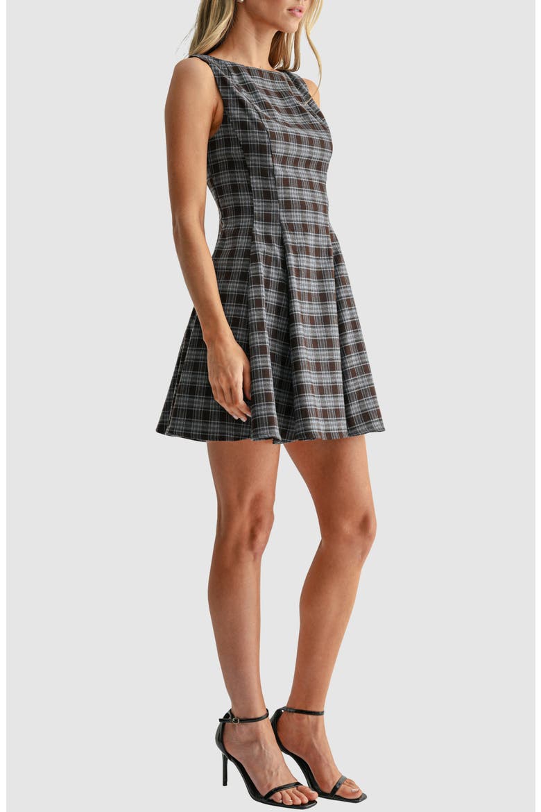 Plaid Minidress, Alternate, color, BROWN BLUE PLAID
