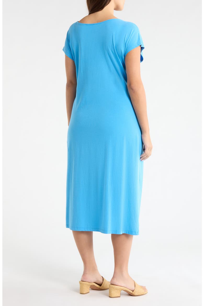 Twist Cotton Blend Knit Midi Dress, Alternate, color, BLUE MAYA