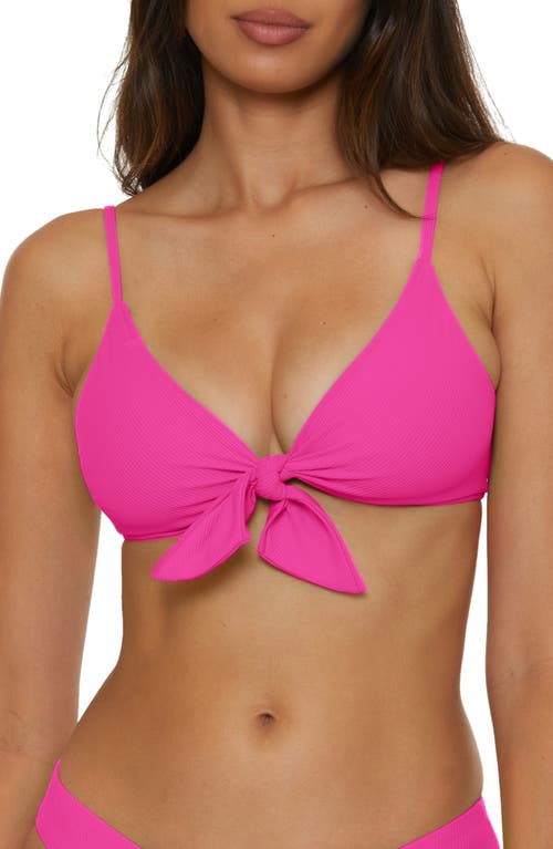 Becca Buckle Reversible Bikini Top In Fuchsia
