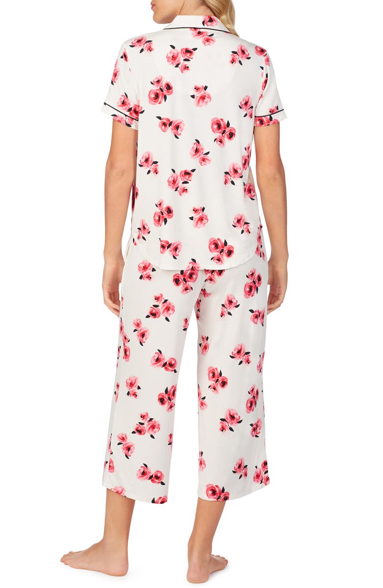 Kate Spade New York rose print jersey crop pajamas, Alternate, color,