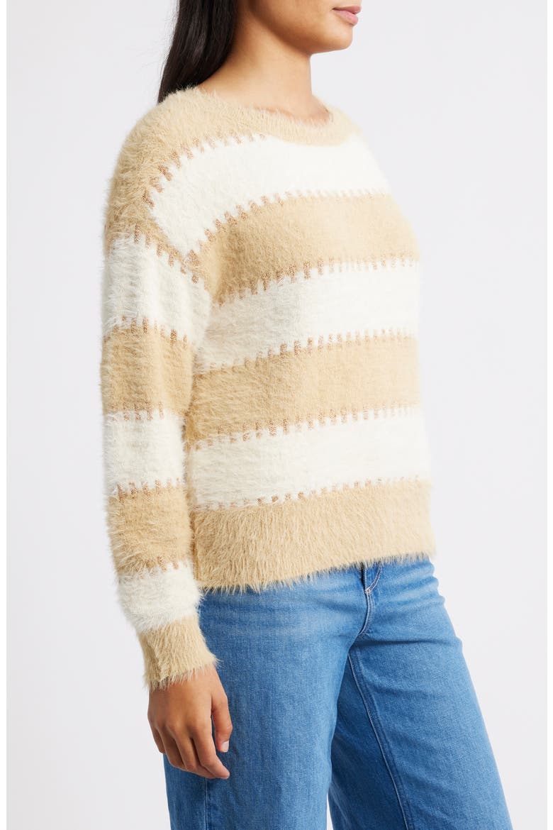 Stripe Metallic Boat Neck Sweater, Alternate, color, CHAMPAGNE/ TAUPE