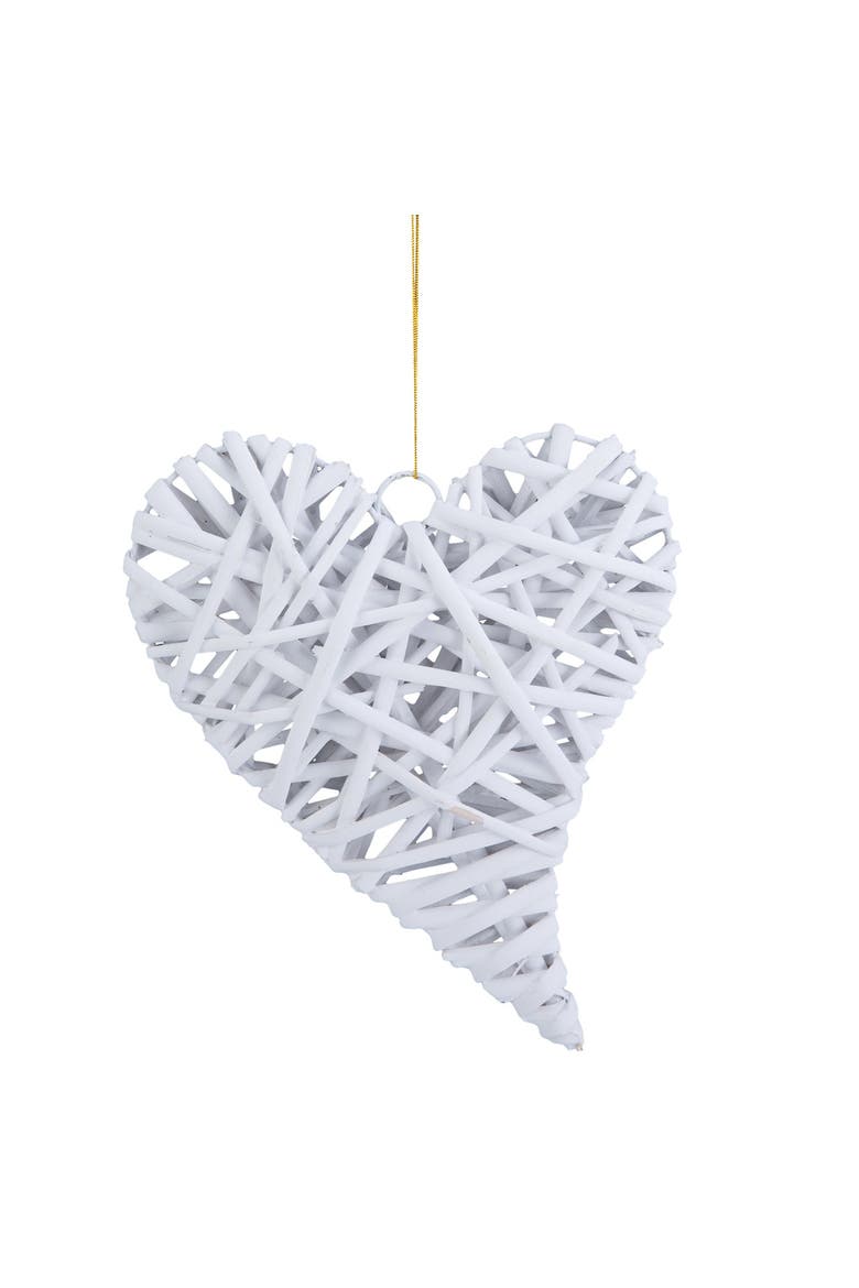 Large Wicker Heart Ornament Decor, Main, color, White
