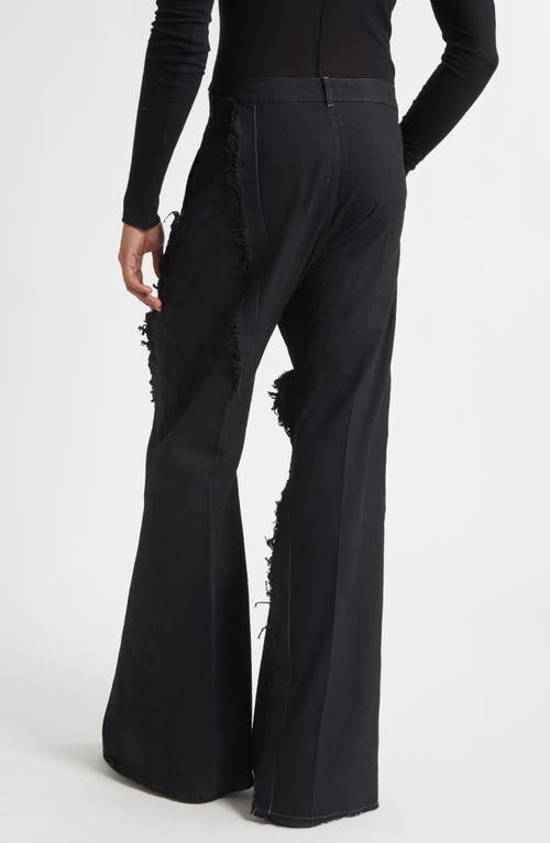 Rick Owens Joris Mixed Media Bootcut Jeans In Black