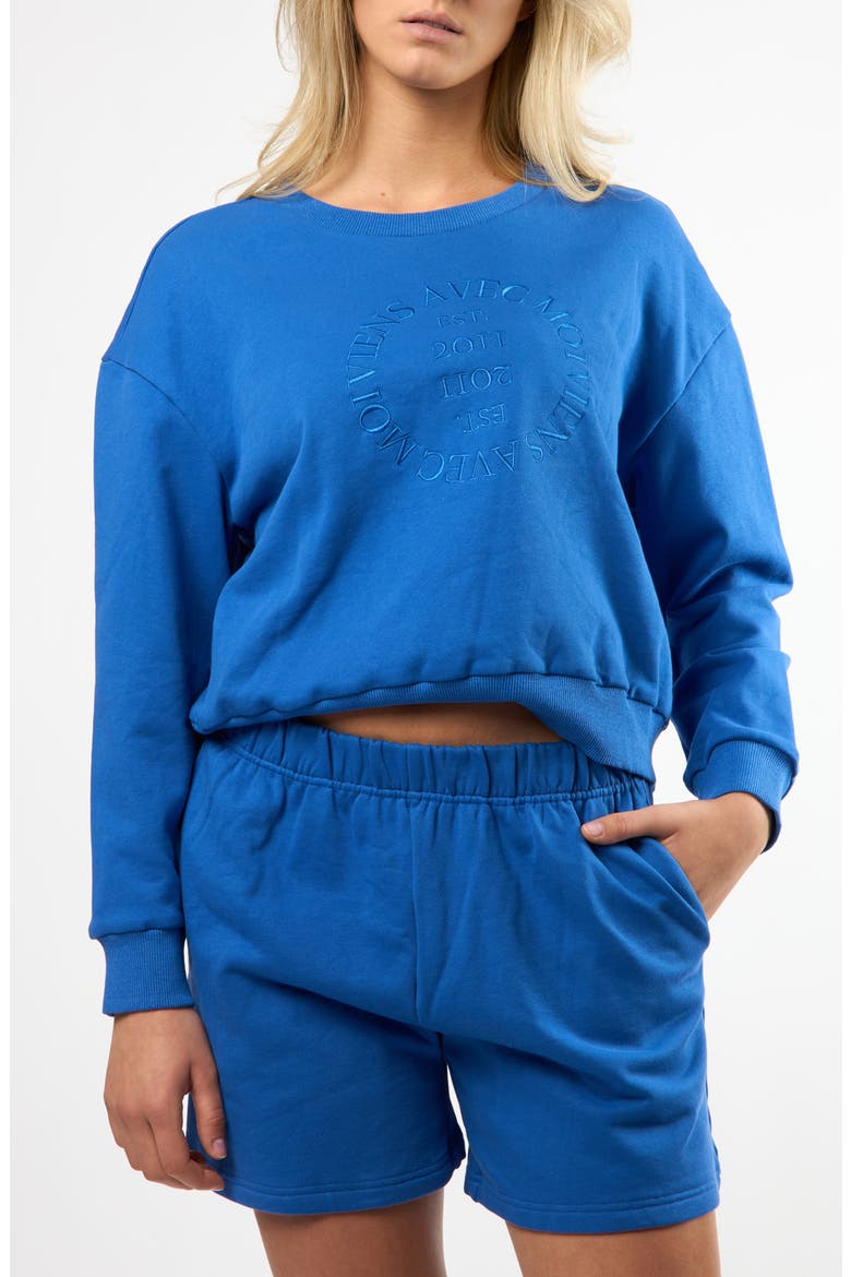 The Lakeside Set Cotton Graphic Sweatshirt, Main, color, BLUE