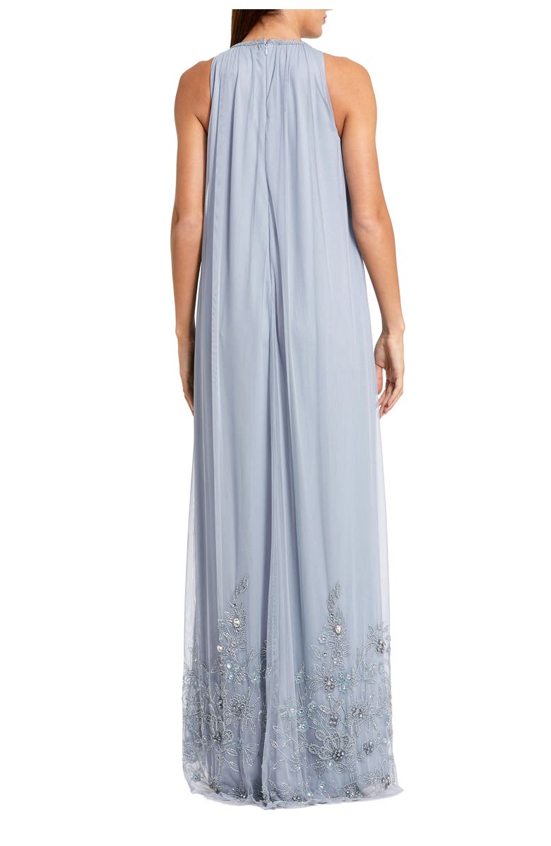 Mac Duggal High Neck Floral Embellished Trapeze Gown, Alternate, color, Powder Blue