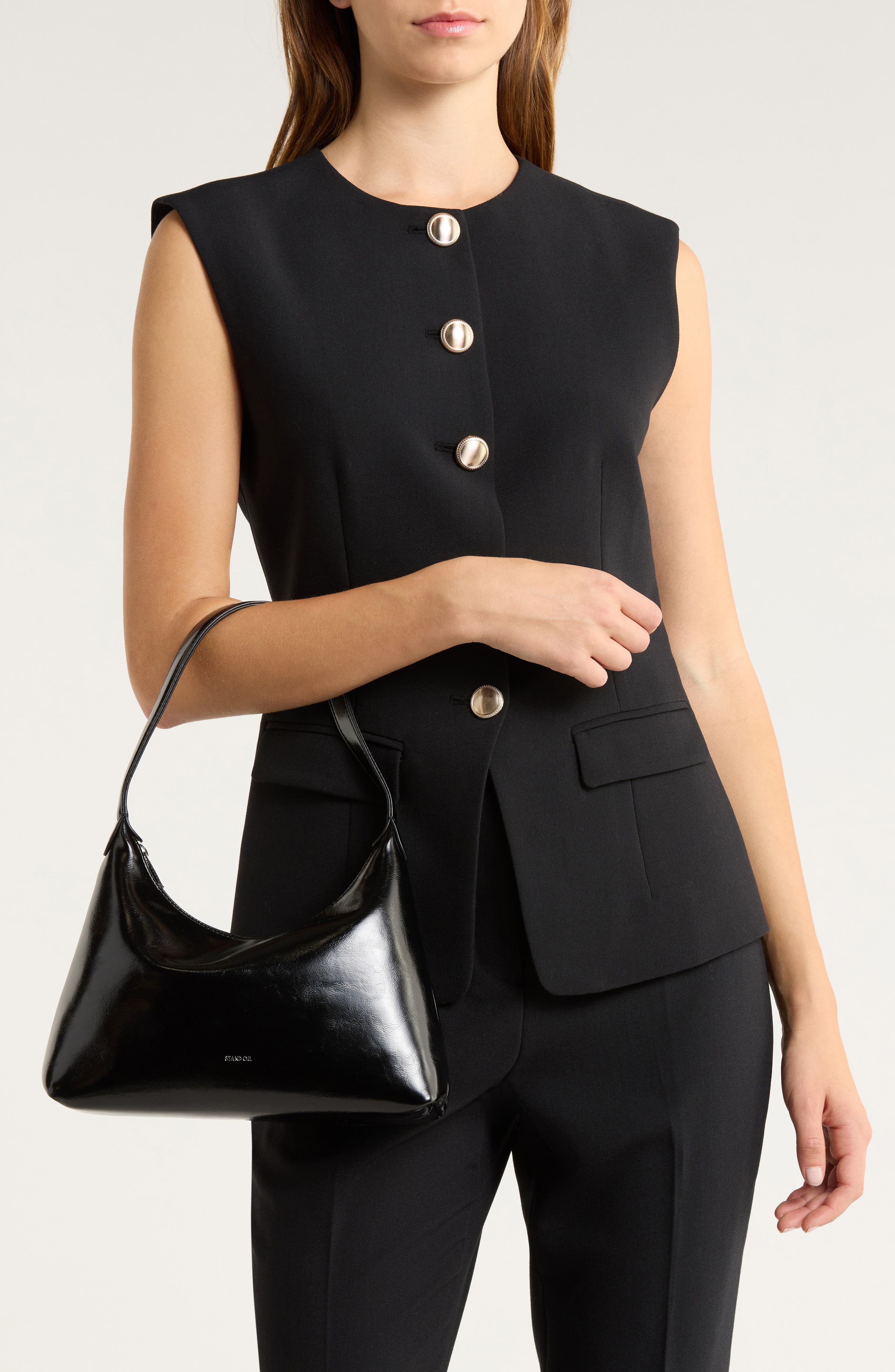 Stand Oil Plump Faux Leather Shoulder Bag, Alternate, color, 